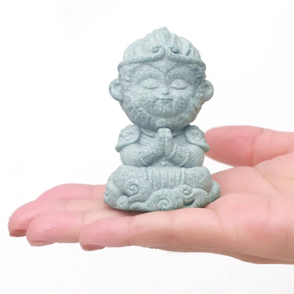 Pequeno macaco rei modelo mesa sun-wukong decoração macacos rei estátua wukong estátua de buda para casa decoração zen