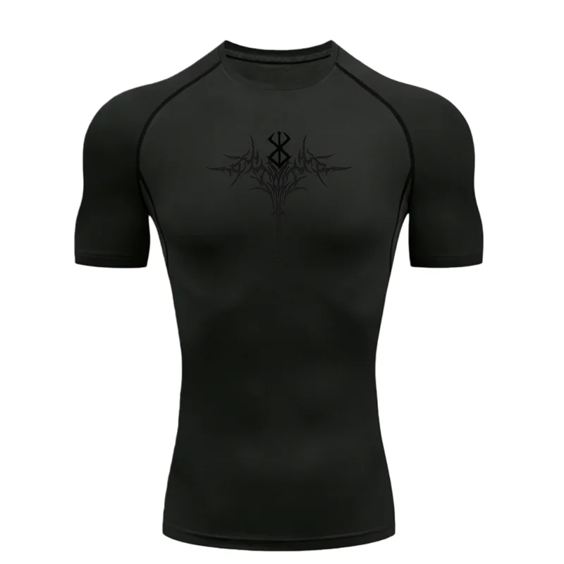 Exquisite Pattern Design Men's Sports T-shirt Training Fitness Compression Volleyball T-shirt Stretch T-shirt Clothing Fitness