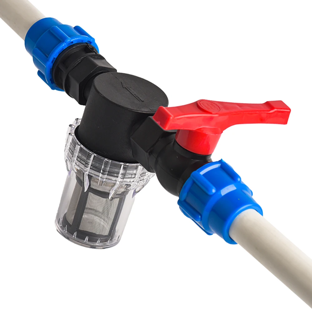 Quick-Connect Garden Irrigation System with 80/200 Mesh Filter - Durable PE PVC Pipe 25mm 32mm, Ideal for Gardens & Farms