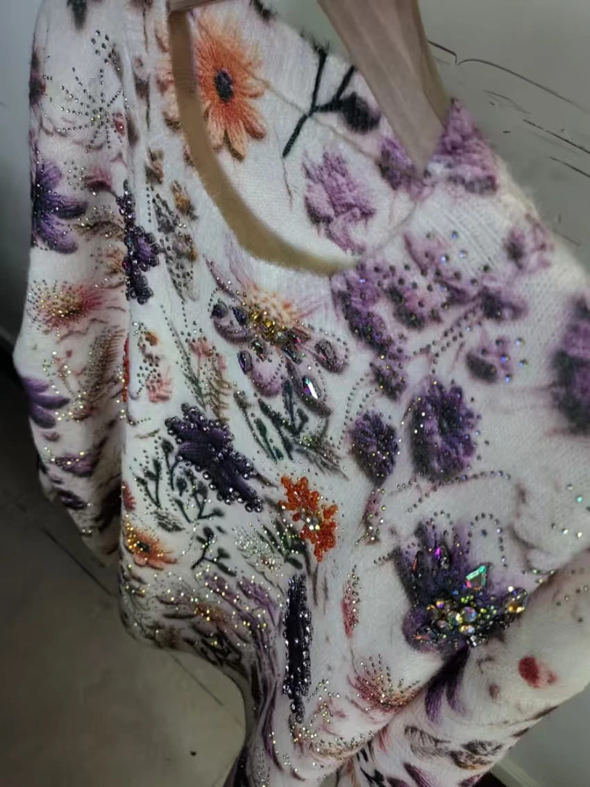 เสื้อสเวตเตอร์ปาร์ตี้วิบวับ ภาพถ่ายจริง สำหรับฤดูใบไม้ร่วงและฤดูหนาว เสื้อถักไหมพรมแบบสวม ผู้หญิง แฟชั่นปี 2025 เสื้อสตรีทแวร์สไตล์ Y2K