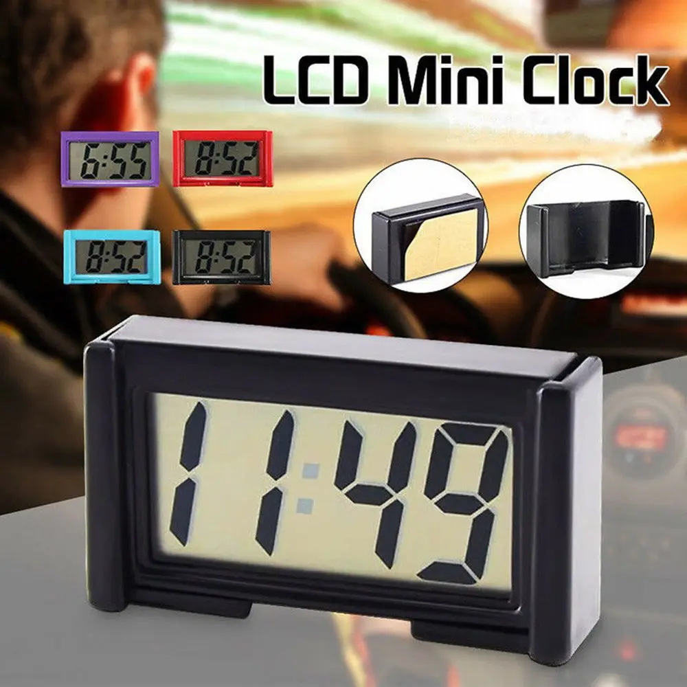 

Portable Car Interior LCD Screen Mini Clock Dashboard Self-adhesive Digital Clock Table Calendar