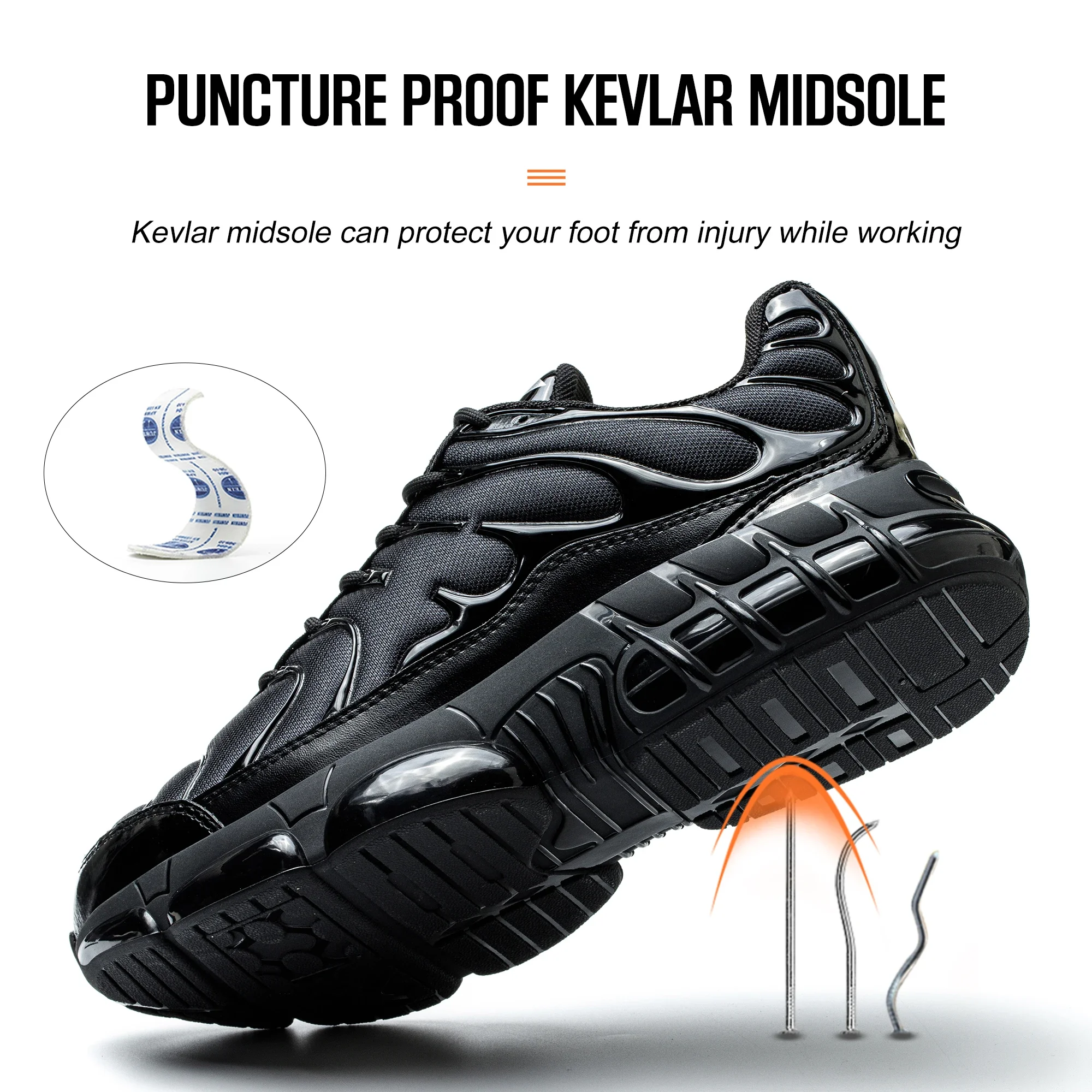 Men's Safety  Anti-smash Anti-puncture Work Shoes Breathable Lightweight Work Sneakers Indestructible Boots for Male Comfortable