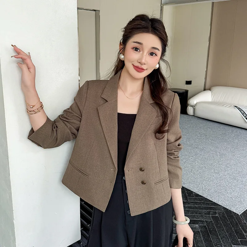 

Fashion Women Blazer Short Elegant Office Jacket 2025 Autumn New Petite