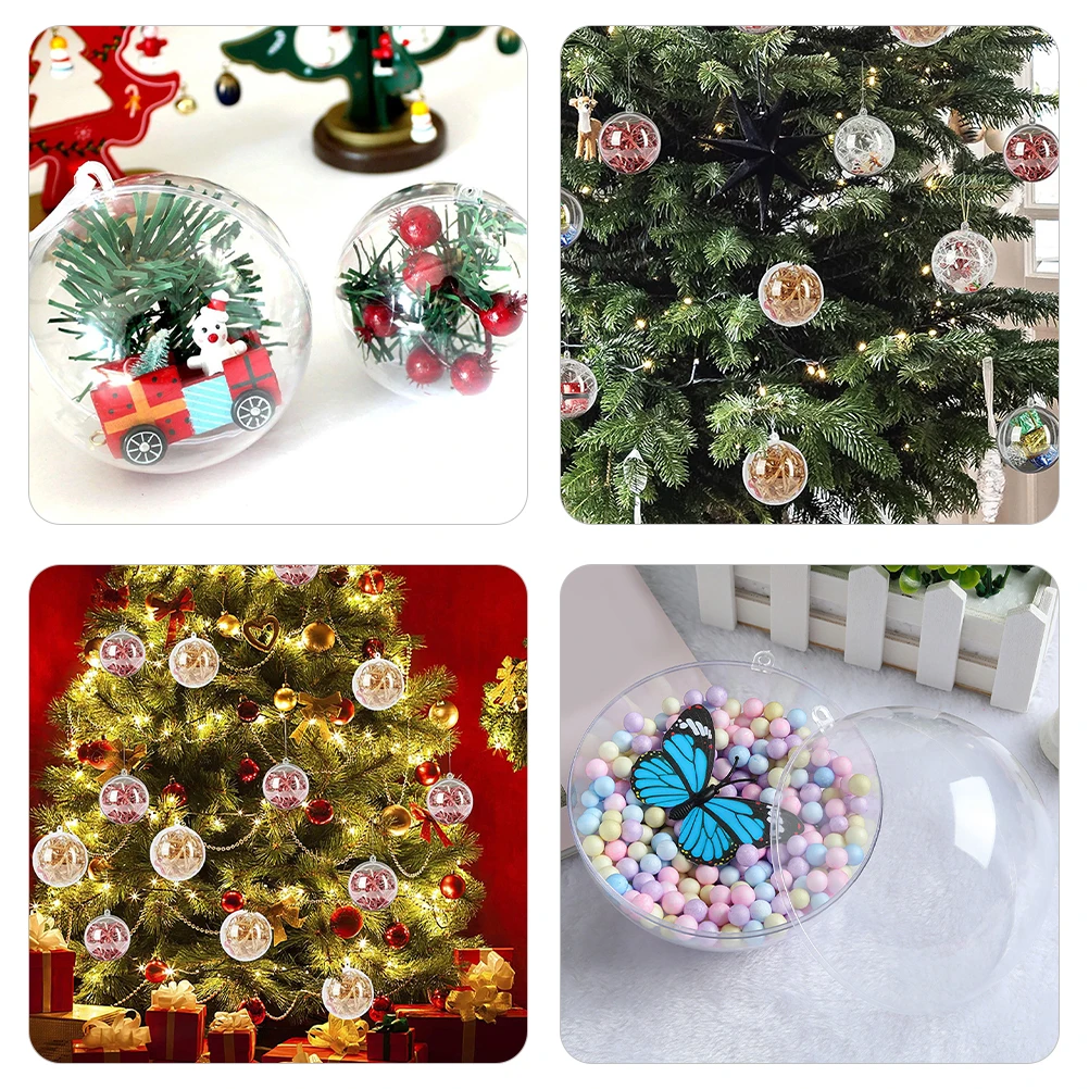 

20 Pcs Christmas Decoration Empty Fillable Ball Clear Ornaments for Crafts Plastic