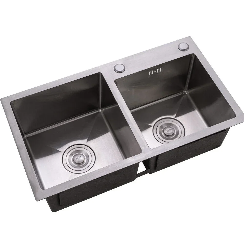 Stainless Steel Sink With A Drainage Basket a Set Of Sewer fits Kitchen Bathroom Top Quality 201 Stainless Steel Matte Material