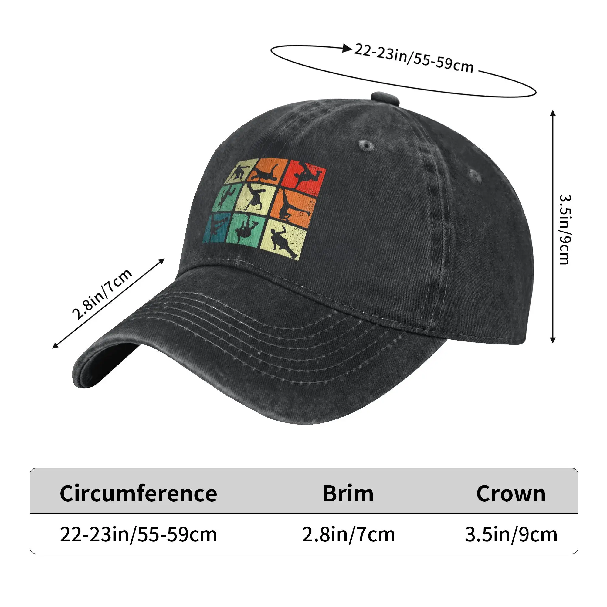 Break Dancing Shirt Bboy Poses Retro Vintage Hip Hop Washed Baseball Cap  Sun Trucker Hat Summer Unisex-Teens Snapback Cap