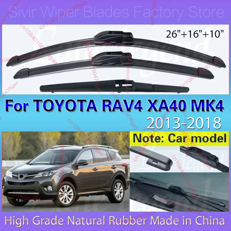 

Car Windshield Wiper Blades Fit For TOYOTA RAV4 XA40 MK4 2013-2018 Front Rear Wiper Blades Soft Rubber Auto Windscreen 26"16"10"