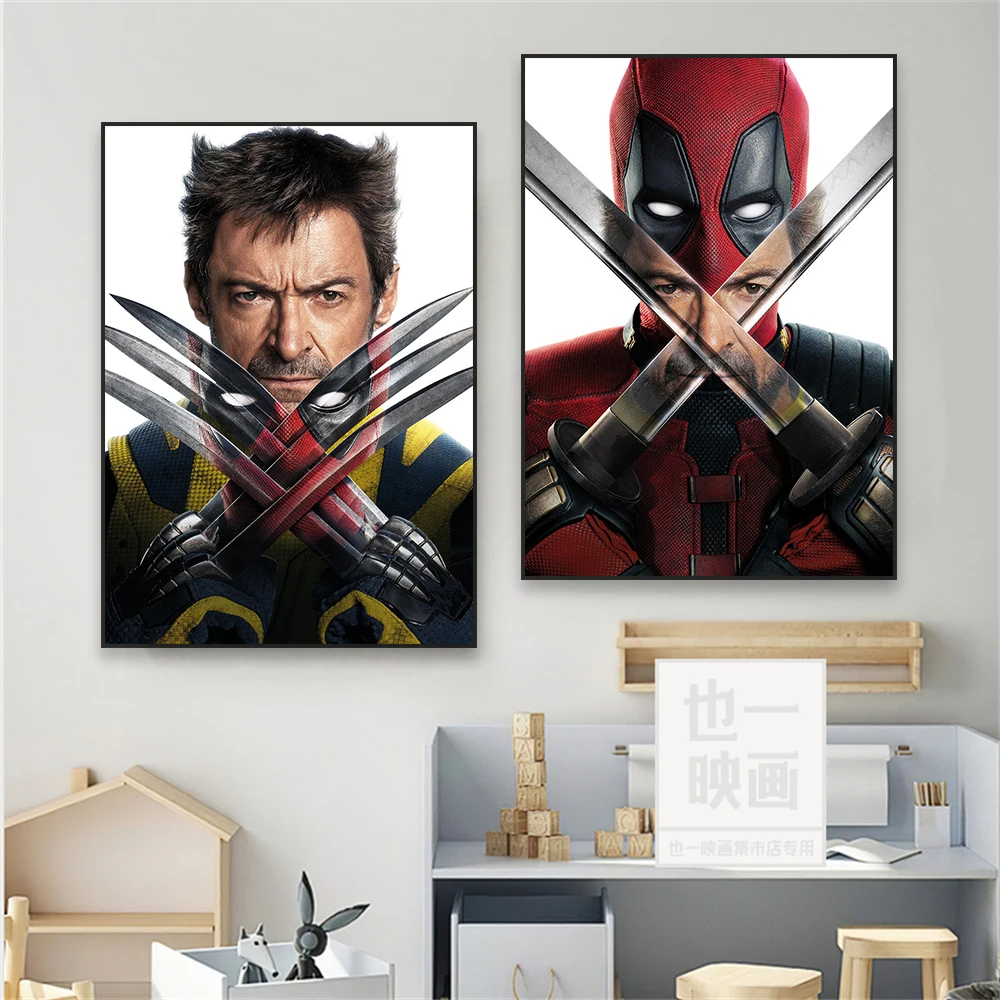 Superhero Movie Poster Deadpool & Wolverine Prints Disney Funny Film Canvas Painting Home kids Boys Bedroom Home Decor