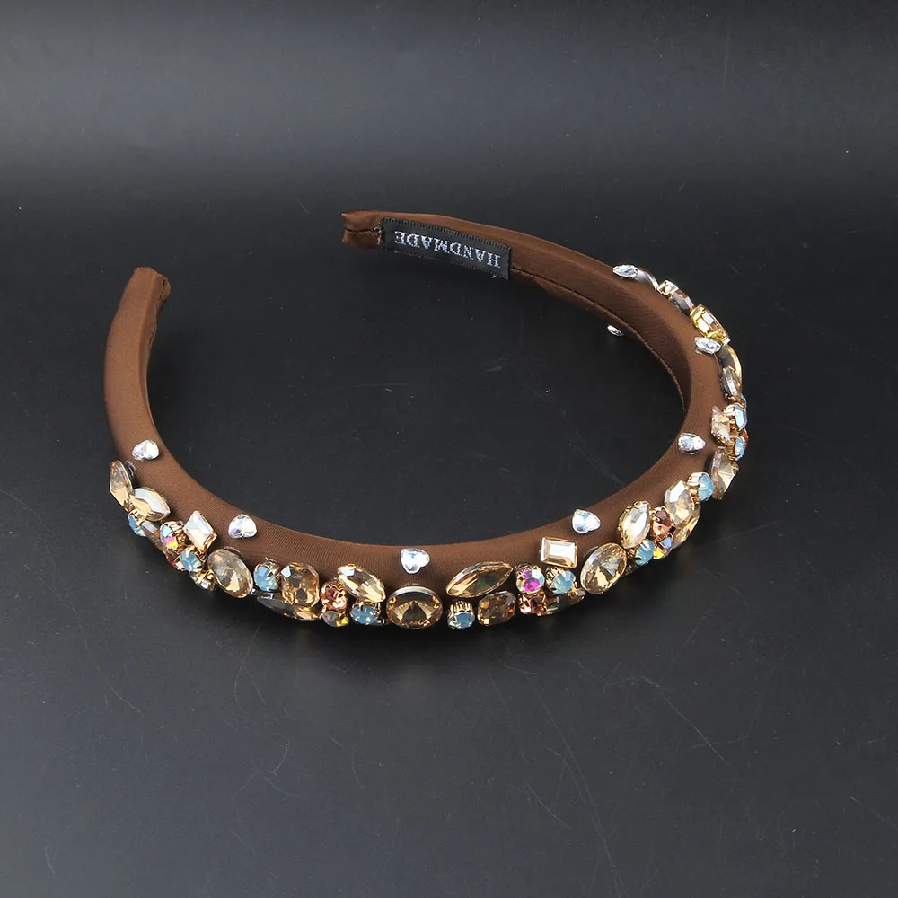 Baroque  Narrow Vintage Rhinestone Hair Accessory Wedding Colored Hairband Headband Adult Hair Accessories Hair Jewley 041