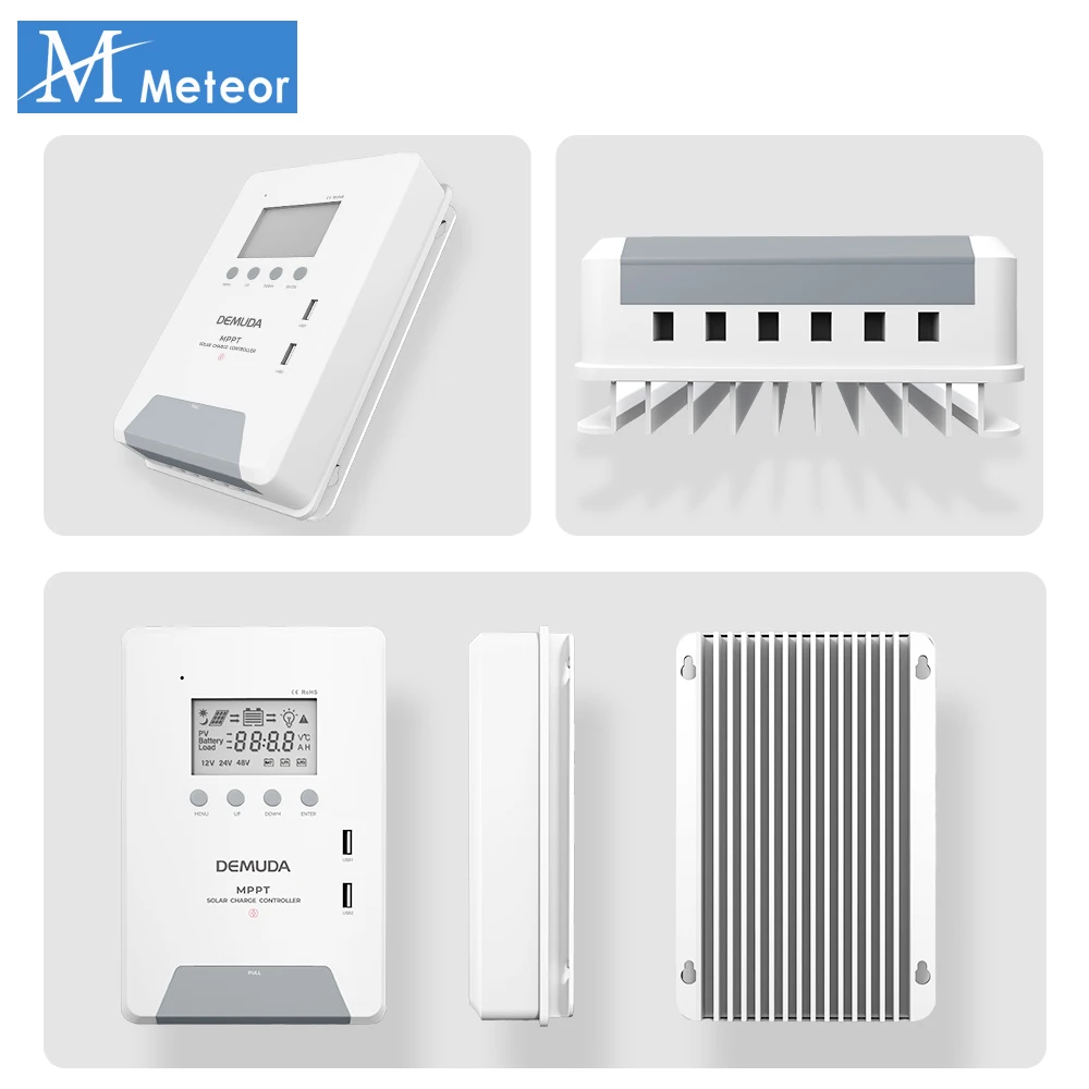 Meteor 30A 40A 60A MPPT Solar Charge Controller 12V 24V 48V Auto LCD Display Dual USB Port For Solar Multiple Battary Type