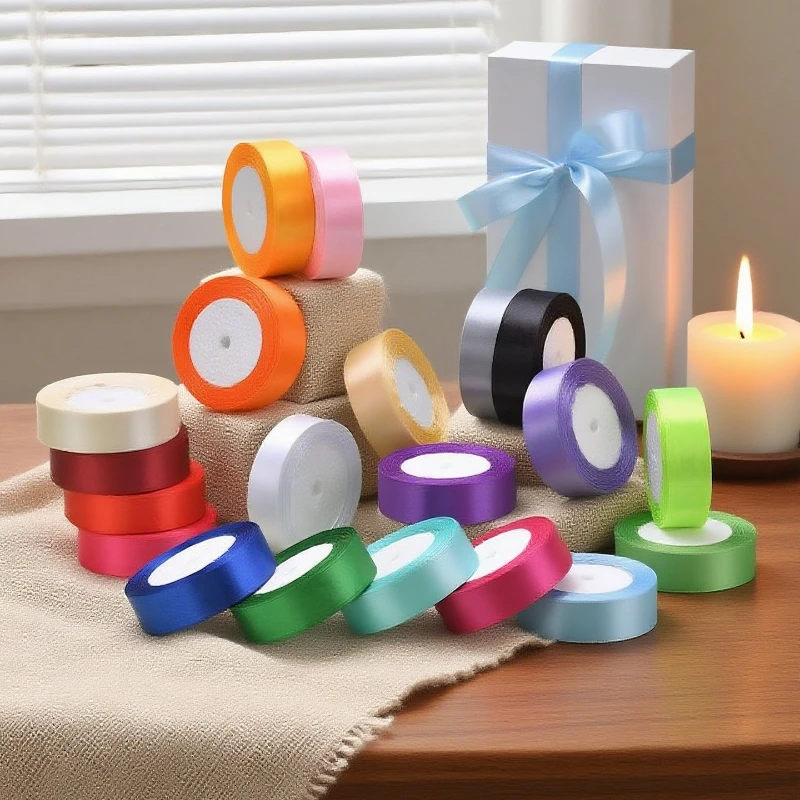 25Yards/Roll Satin Ribbons 6mm 10mm 15mm 20mm 25mm 40mm 50mm Halloween Party Bouquet Baking Gift Box Packaging Ribbon Crafts
