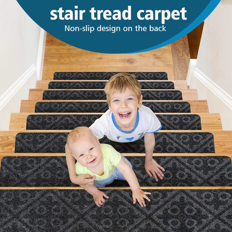 76*20cm Self-adhesive Stair Mats Kids Safety Non-Slip Staircase Step Mat Washable Reusable Stair Floor Protection Pad Home Decor