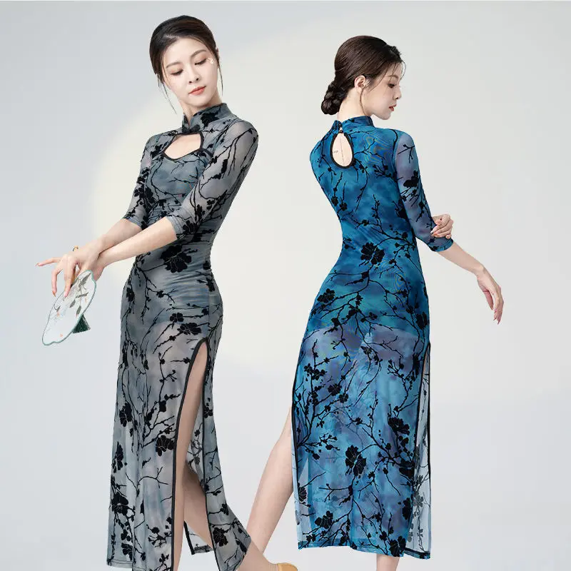 [Vendite calde in negozi] Miglioramento della danza classica Gonna Qipao dimagrante Costume da ballo Danza cinese Prestazioni di pratica dimagrante