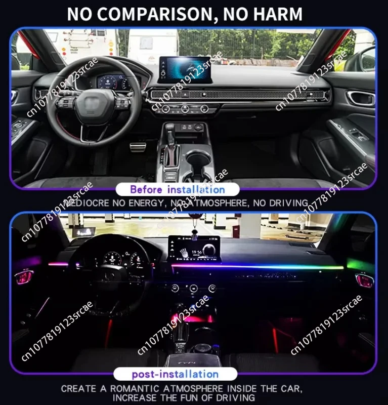 

For Honda 11-generation civic 2022 70colors Led Ambient Light Car Interior Atmosphere Light Inter Car Light Decorate Lamp