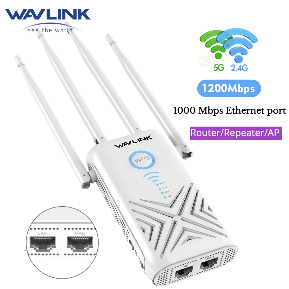 5 Ghz WiFi Repeater Wireless Wifi Extender 1200Mbps Wi-Fi Amplifier Long Range Wi fi Signal Booster 2.4G WiFi Access Point