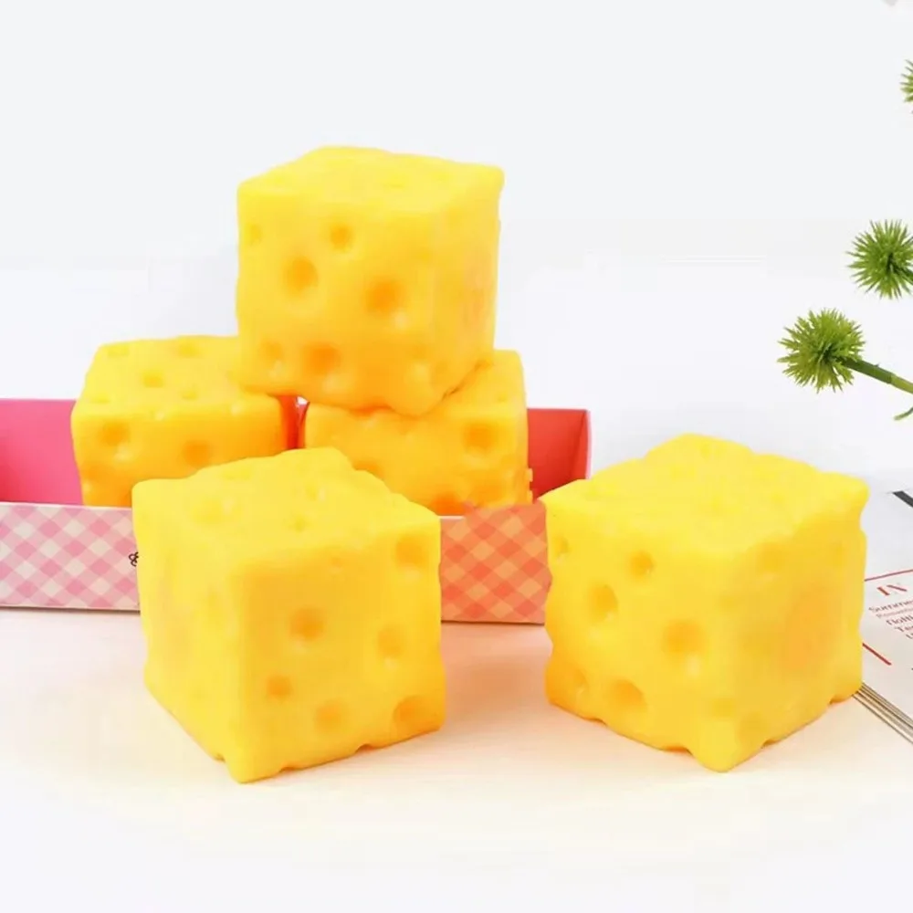 Soft square cheese squeezing, slow rebound pressing to relieve pressure and reduce sensory discomfort. Soft buttery cheese.