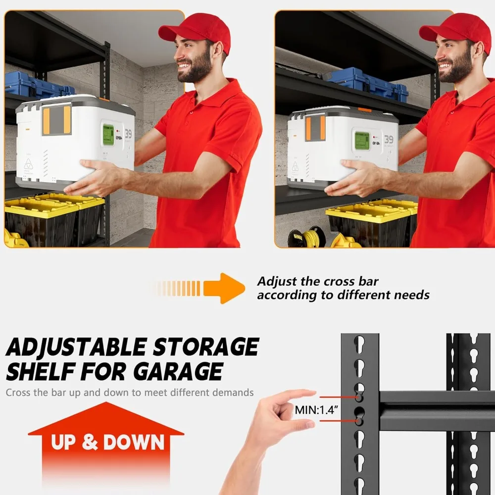 Garage Shelving, 48" Wide 5-Tier 3000lbs, Boltless Assembly, Adjustable Large Garage Storage Shelves, Heavy Duty Storage Rack