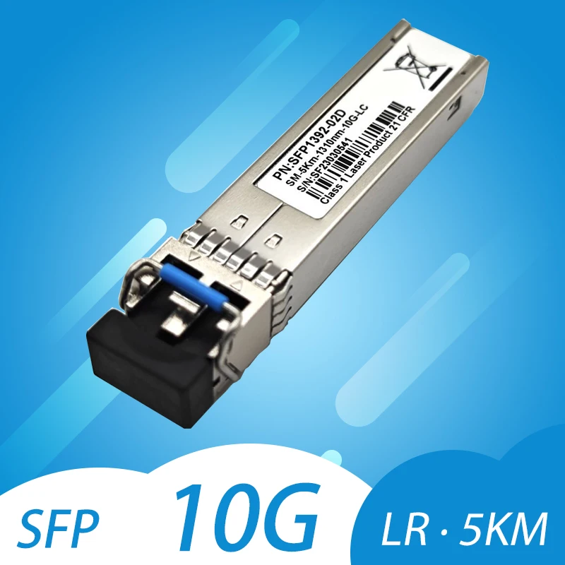 Moduł 10G jednomodowy SFP+ LC, światłowodowy transceiver 10GBase-LR dla Cisco SFP-10G-LR Ubiquiti Mikrotik D-Link TP-Link 5KM 10KM 1310