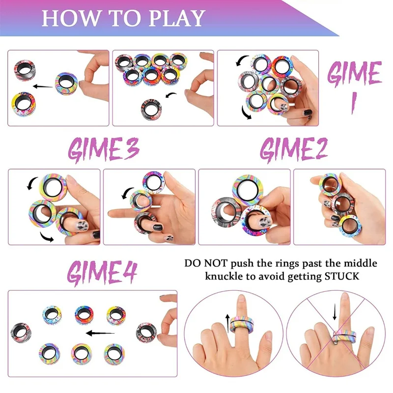 3Pcs Magnetic Rings Fidget Toy Set Adult Fidget Magnets Spinner Rings Fidget Pack Great Gift for Adults Teens Kids ﻿ view 6