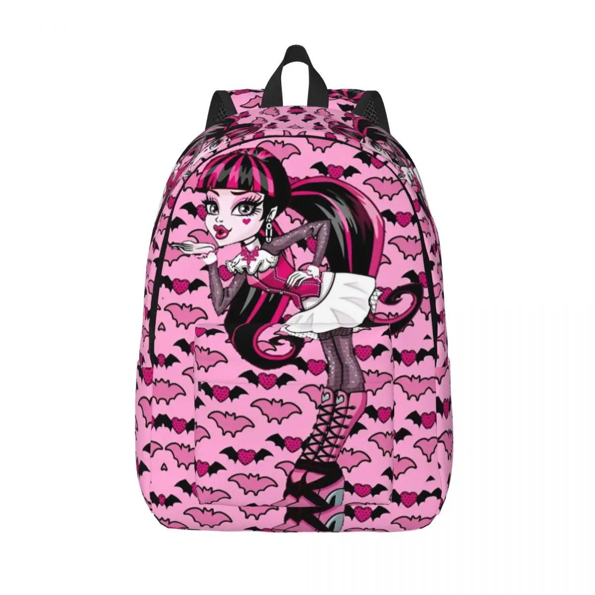 Monster High Anime Draculaura Backpack Men Women Teenage High School Hiking Travel Daypack Cartoon College Shoulder Bag Durable