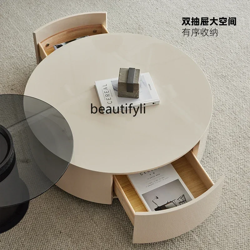 Picture 5: 20031A Round Tea Table Small Apartment Living Room Mini Corner Table Nordic Balcony Glass Side Table Combination