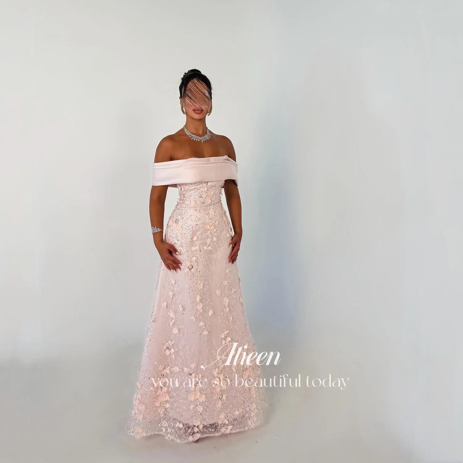 

Aileen Pink Women's Evening Dress Customized Elegant Women's Dresses for Wedding Party Off the Shoulders Vestidos De Festa Prom