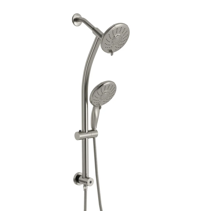 

5" Multi Function Dual Shower Head, with Adjustable Slide Bar,Brushed Nickel
