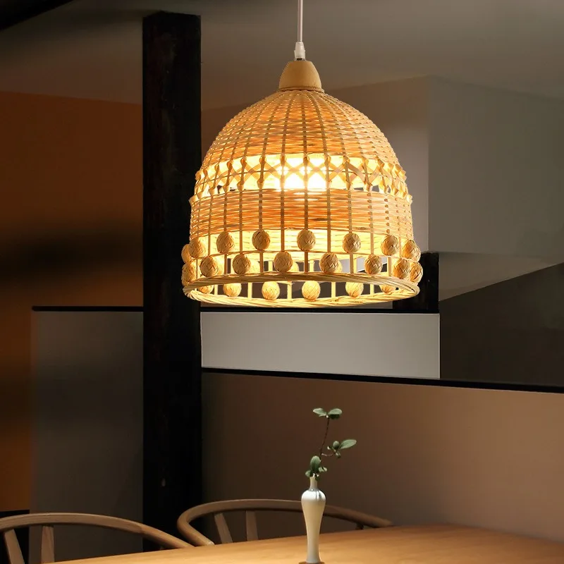 

Modern New Chinese Restaurant Simple Bamboo Weaving Bedroom Corridor Balcony Japanese style Homestay Vine Weaving Pendant Light