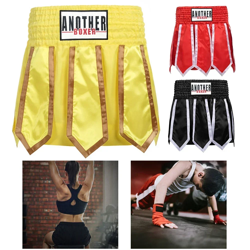 

1pc Unisex Boxing Shorts For MMA Muay Thai Training Trunks Fitness Shorts For Adults Ribbon Muay Mixed Martial Fighting Shorts