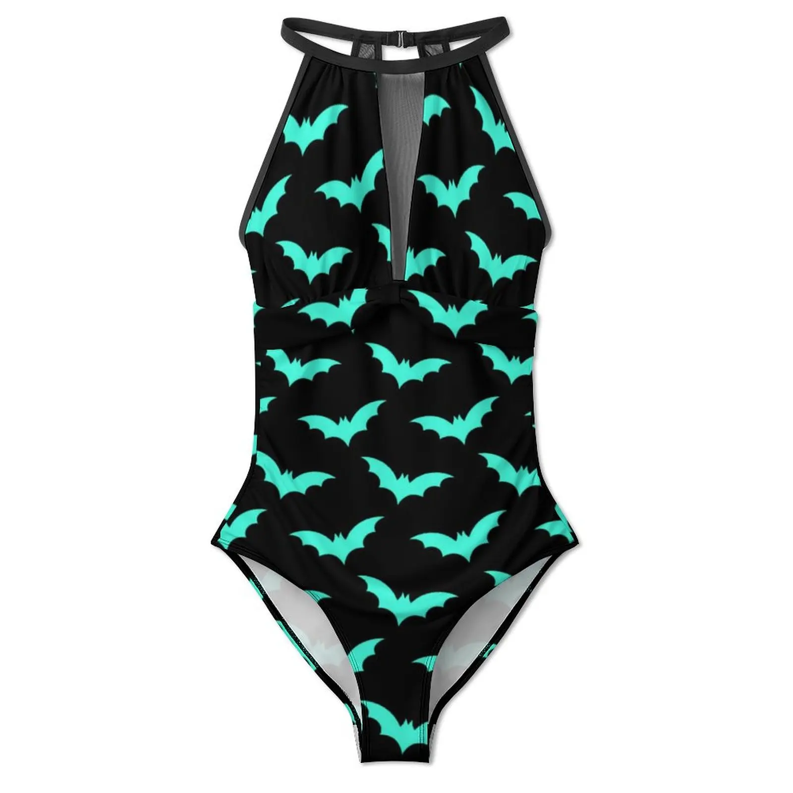 Bats Print Swimsuit Funny Halloween One Piece Swimwear Push Up Novelty Bathing Suits Sexy Holiday Surf Design Beachwear