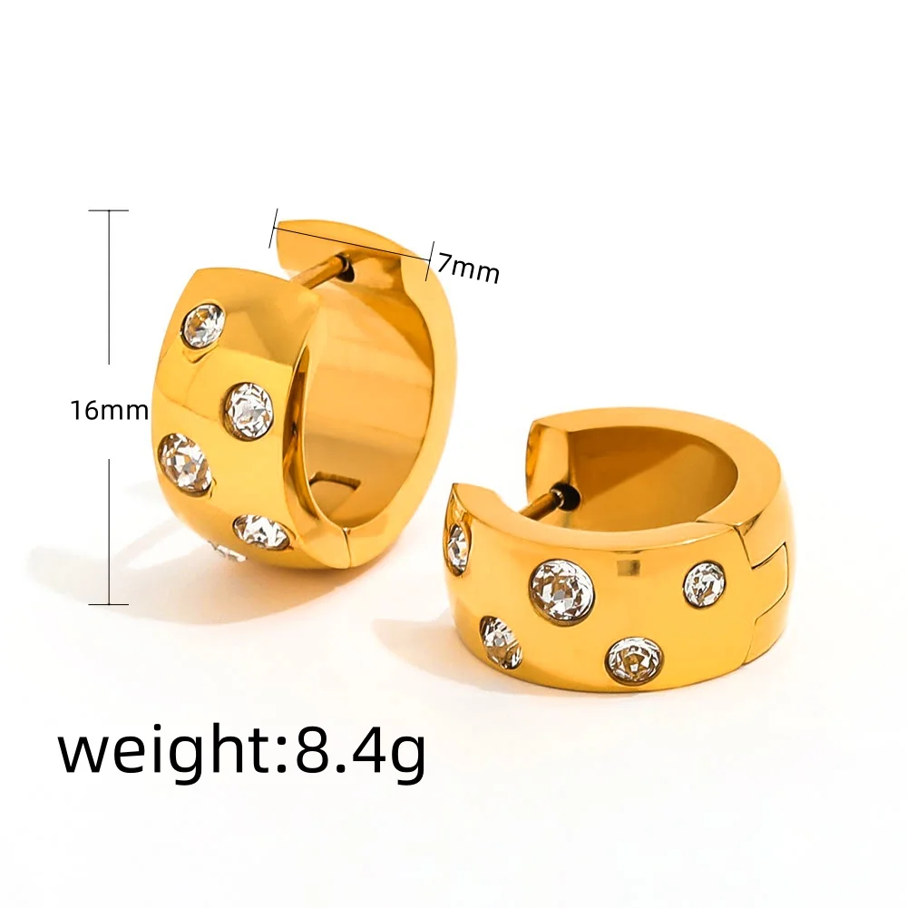 Joolim Jewelry جودة عالية PVD بالجملة مقاوم للماء مكتنزة موضة زركونيا تمهيد Huggie الفولاذ المقاوم للصدأ القرط للنساء