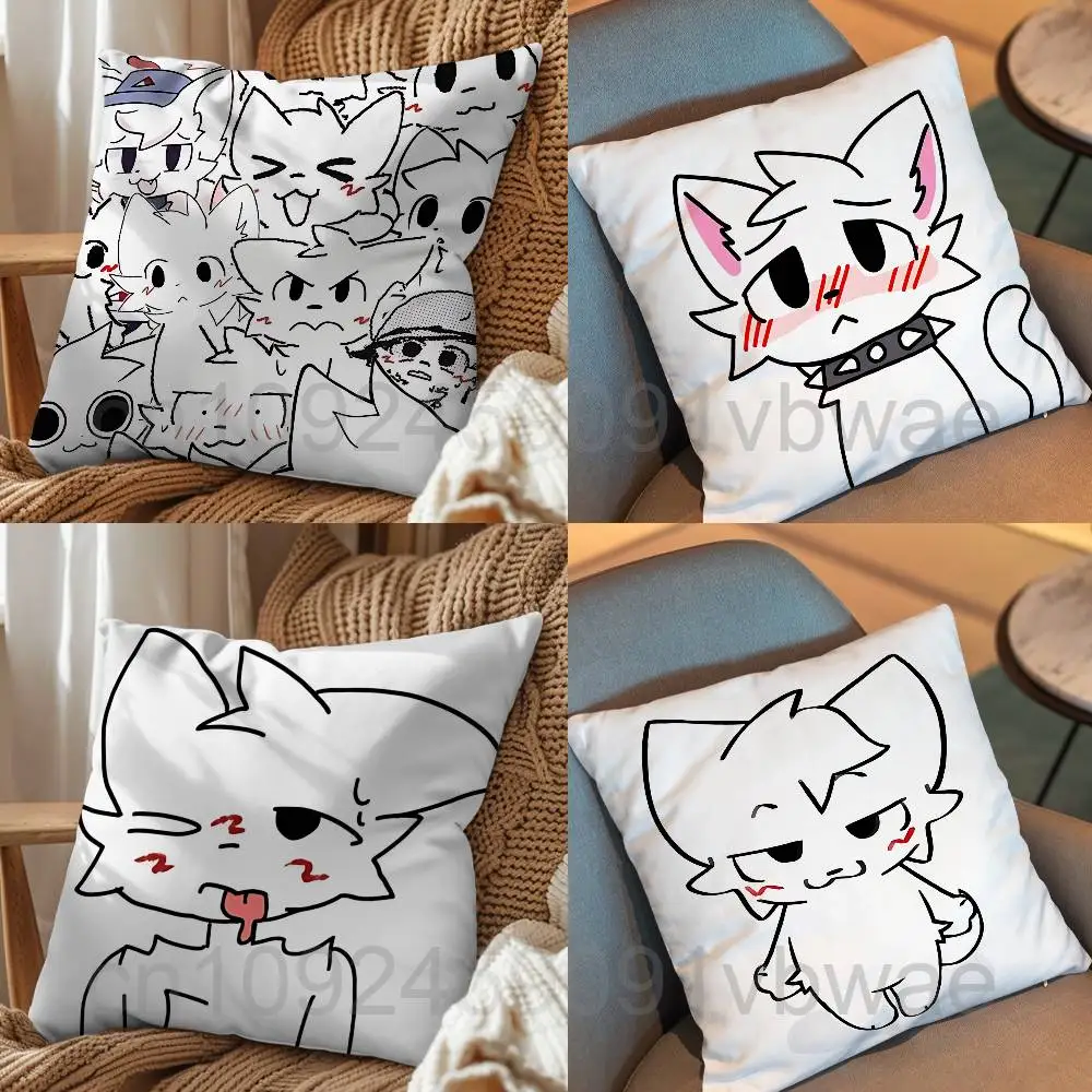 Line art cartoon Boykisser Silly Cat Pillow Case cover Nap Time  Sofa Living home Room Bedroom Backrest Cushion Square cojines