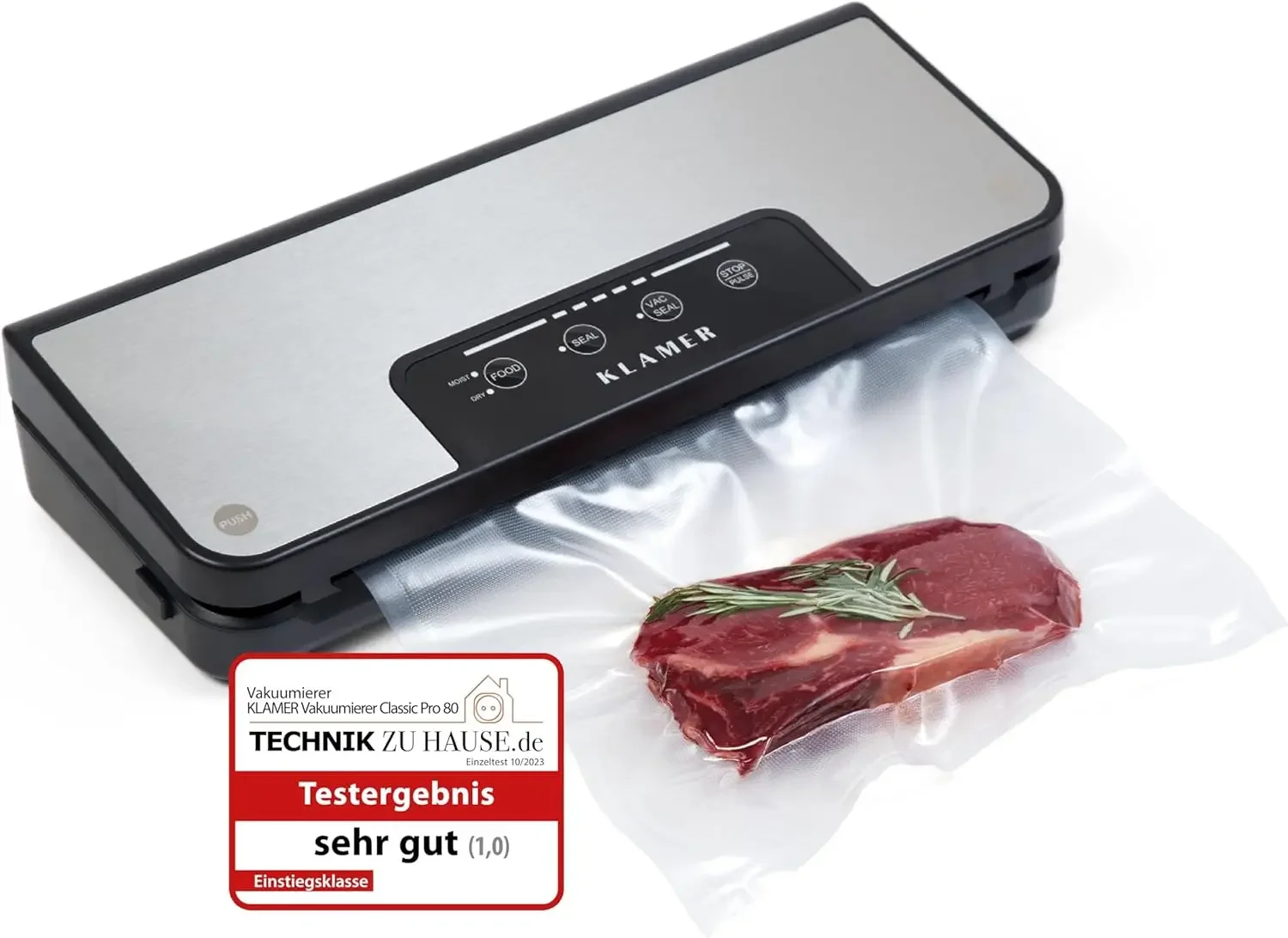 KLAMER Vakuumierer Classic Pro 80 (2024) – Vakuumiergerät für Drying oder Moist Food und Sous Vide,