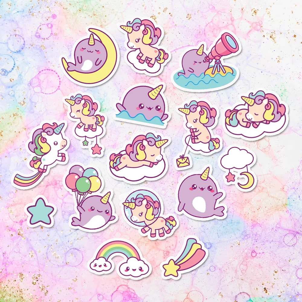 Pack of 40 Cute Unicorn and Narwhal Stickers, Decals for Planner Journal Laptop Water Bottle DIY Card Making