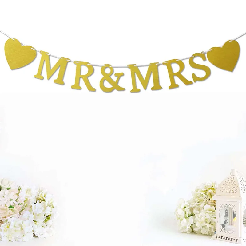 MR and MRS Banner for Bridal Shower, Wedding, Engagement, Anniversary Party Supplies