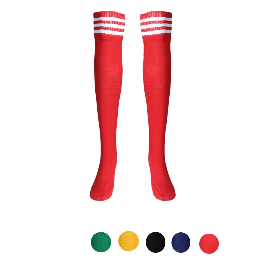 1 Pair Thigh High Socks Over Knee Girls Football Socks, Blue/Green/Red, 26.0