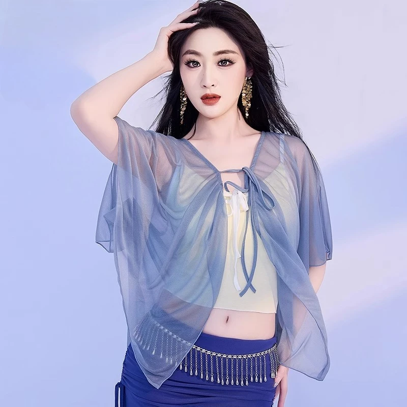 

Customized Belly Dance Top Modern Dance Practice Dress Classical Dance Yarn Dress Cardigan Dance Top Female Belly Dance Costume