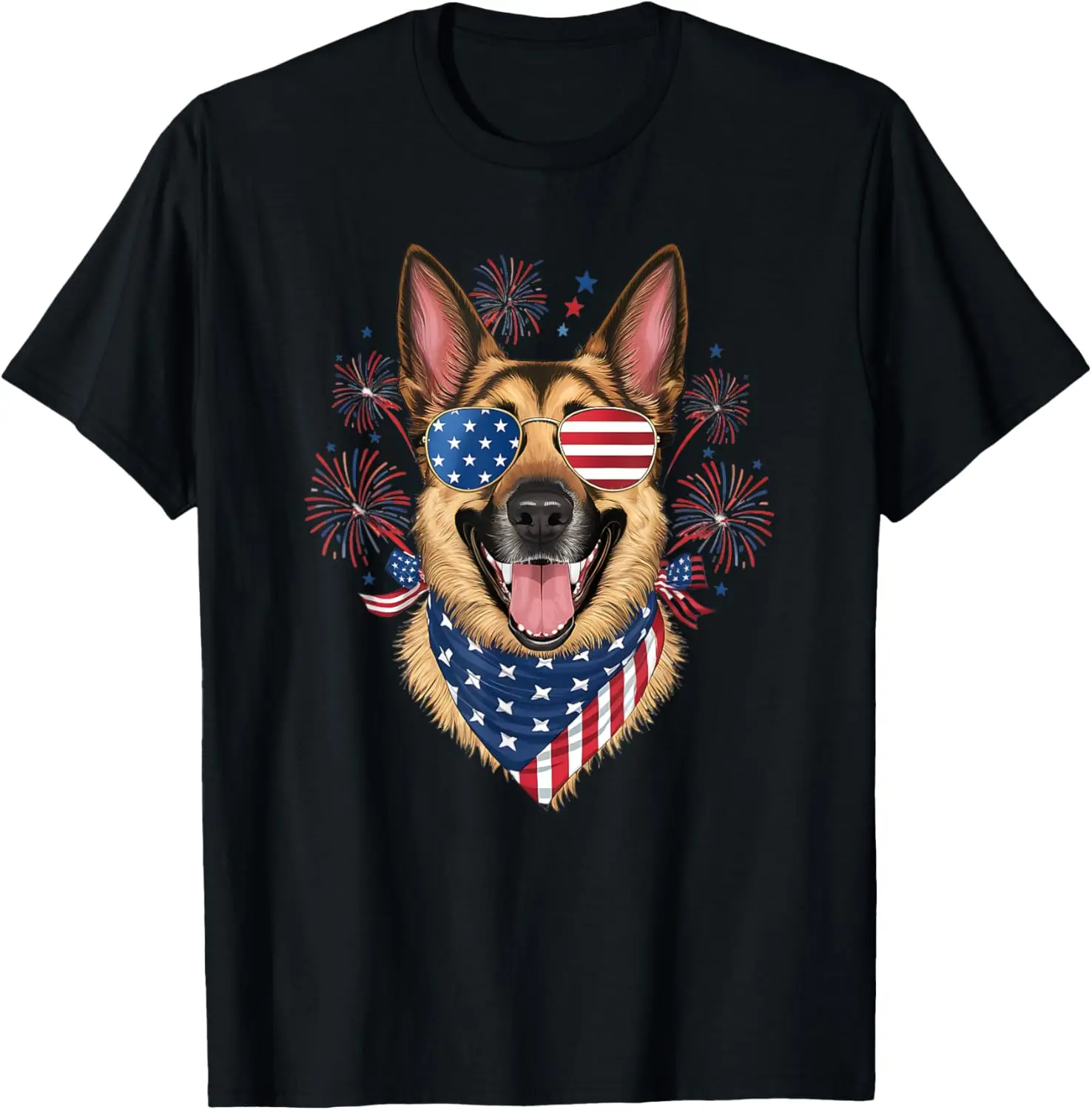 USA flag 4th Of July Patriotic American Cute German Shepherd T-Shirt