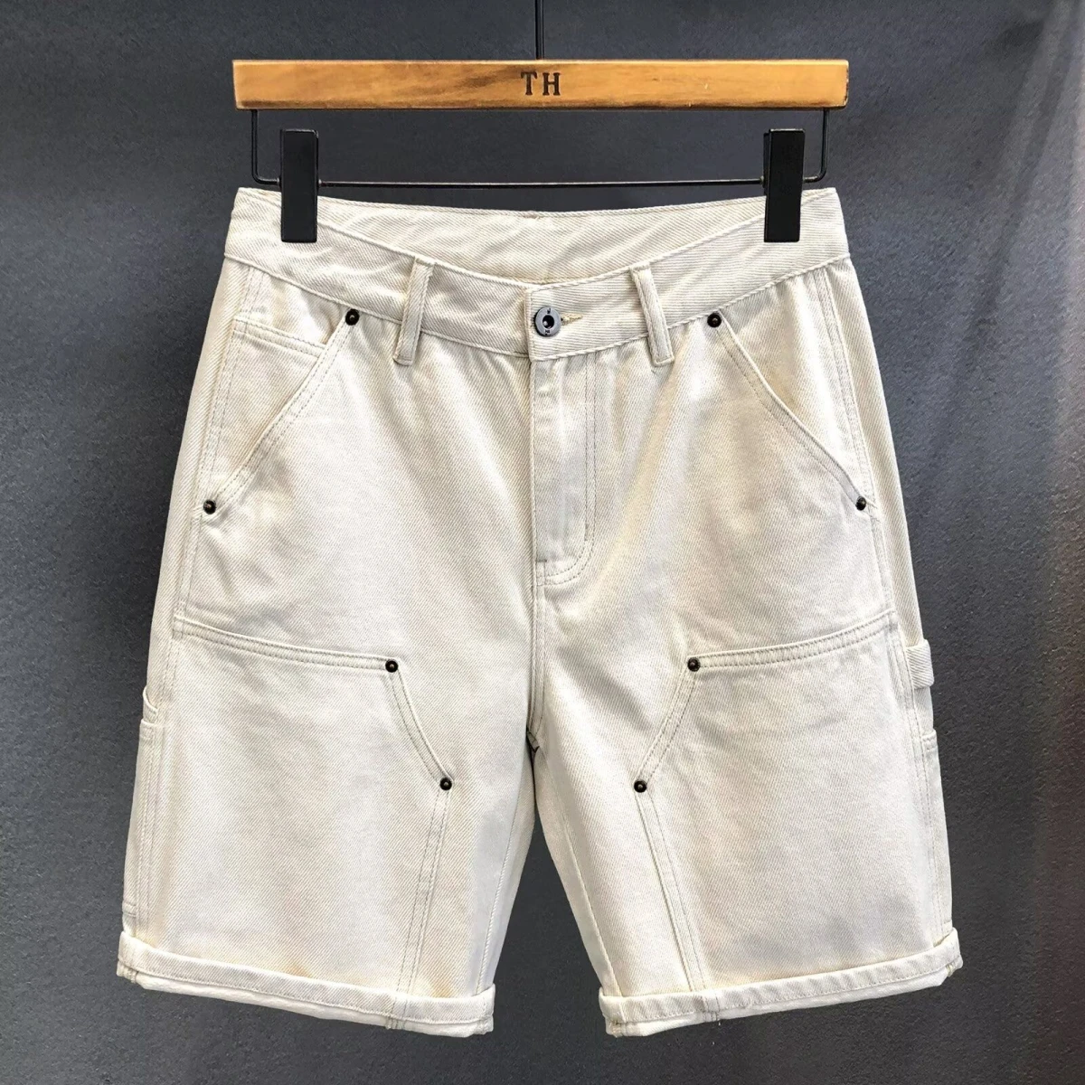 Summer New American Style Men's Jeans Shorts Thin Design Loose Large Size Sport Casual Five-Point Pants High Waist Zipper