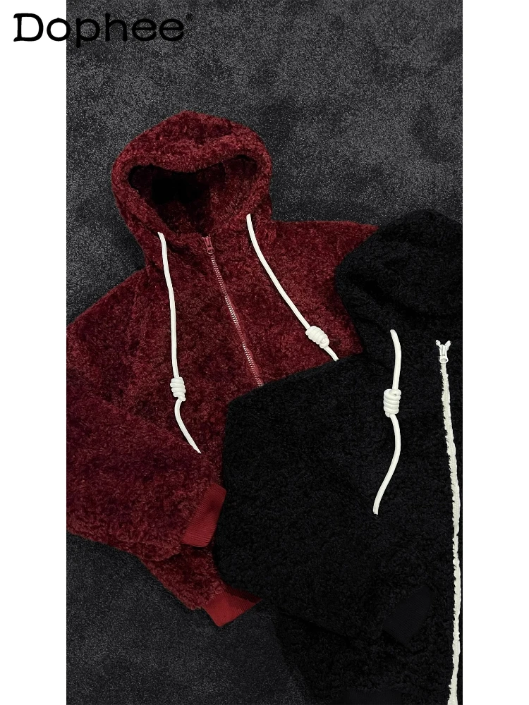 

Men's 2025 Winter New Fashion High-End American Style Drawstring Design Coats Male Hooded Loose Comfort Color Matching Jackets