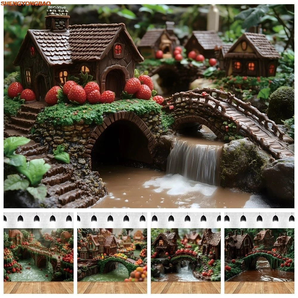 

Fairy Tale Strawberry Village Backdrop for Photography Baby Shower Birthday Party Kids DIY Toys Art Portrait Photo Background