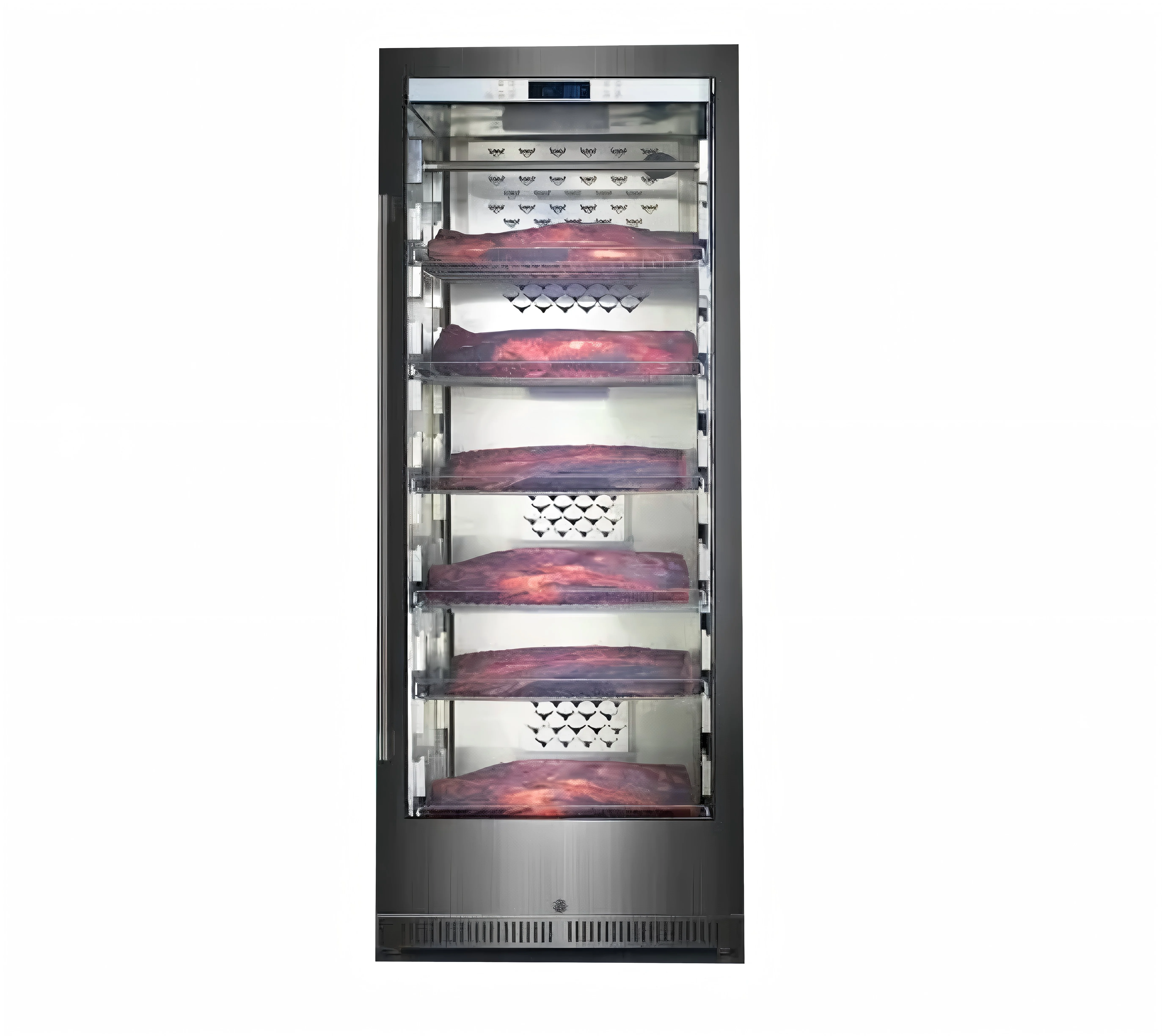 Three Sides Glass Stainless Steel Dry Aging Cabinet Full View Commercial Beef Dry Ager Digital Temperature Control Automatic