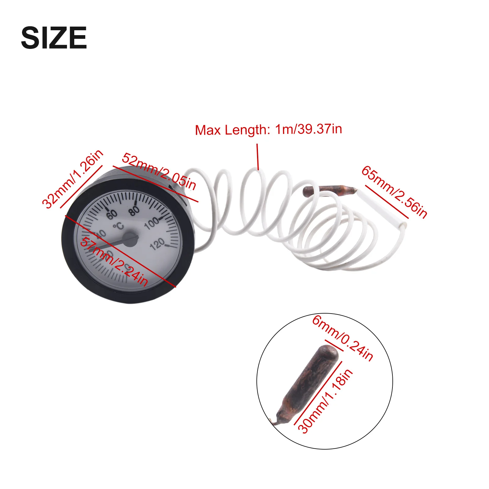 A for dial Temperature Meter Featuring a Reliable Remote Sensing Capability from to One Hundred Twenty Degrees for celsius