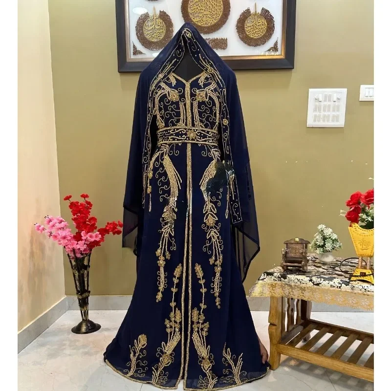 

Royal Kaftan Arabic Abaya Moroccan Wedding Dress Hand Beaded Caftan 60inches