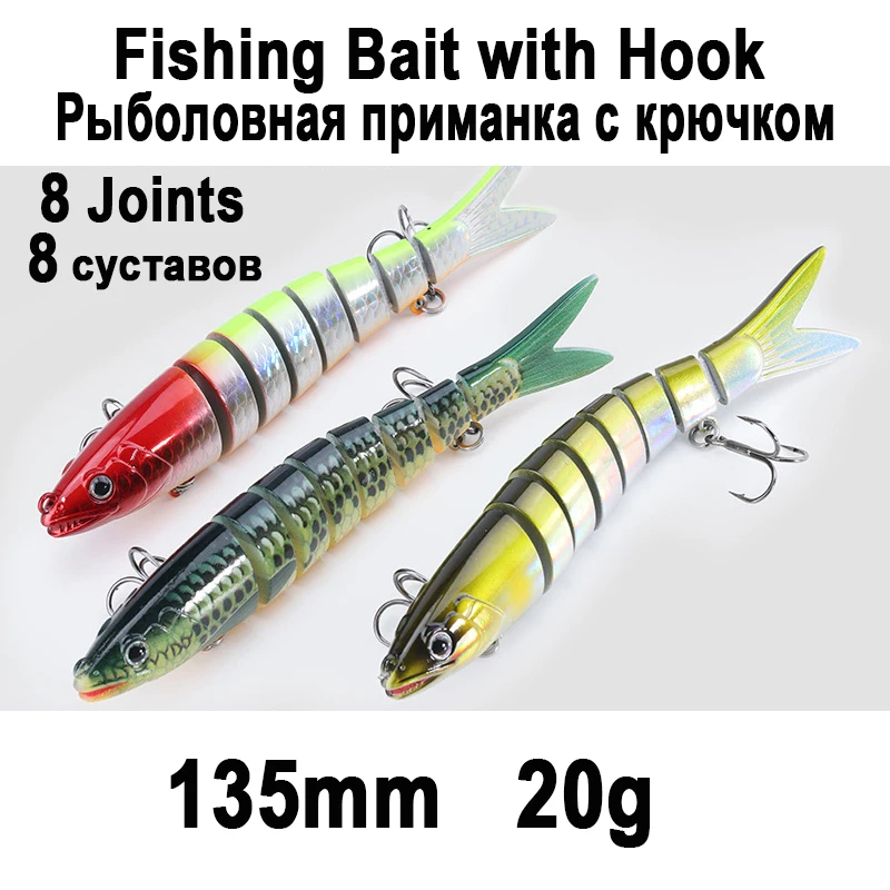

135mm 20g Artificial Fishing Lures Fish Bait Multi Jointed Crankbaits Swimbait Sinking Wobblers For Pike Trout Bass Trolling