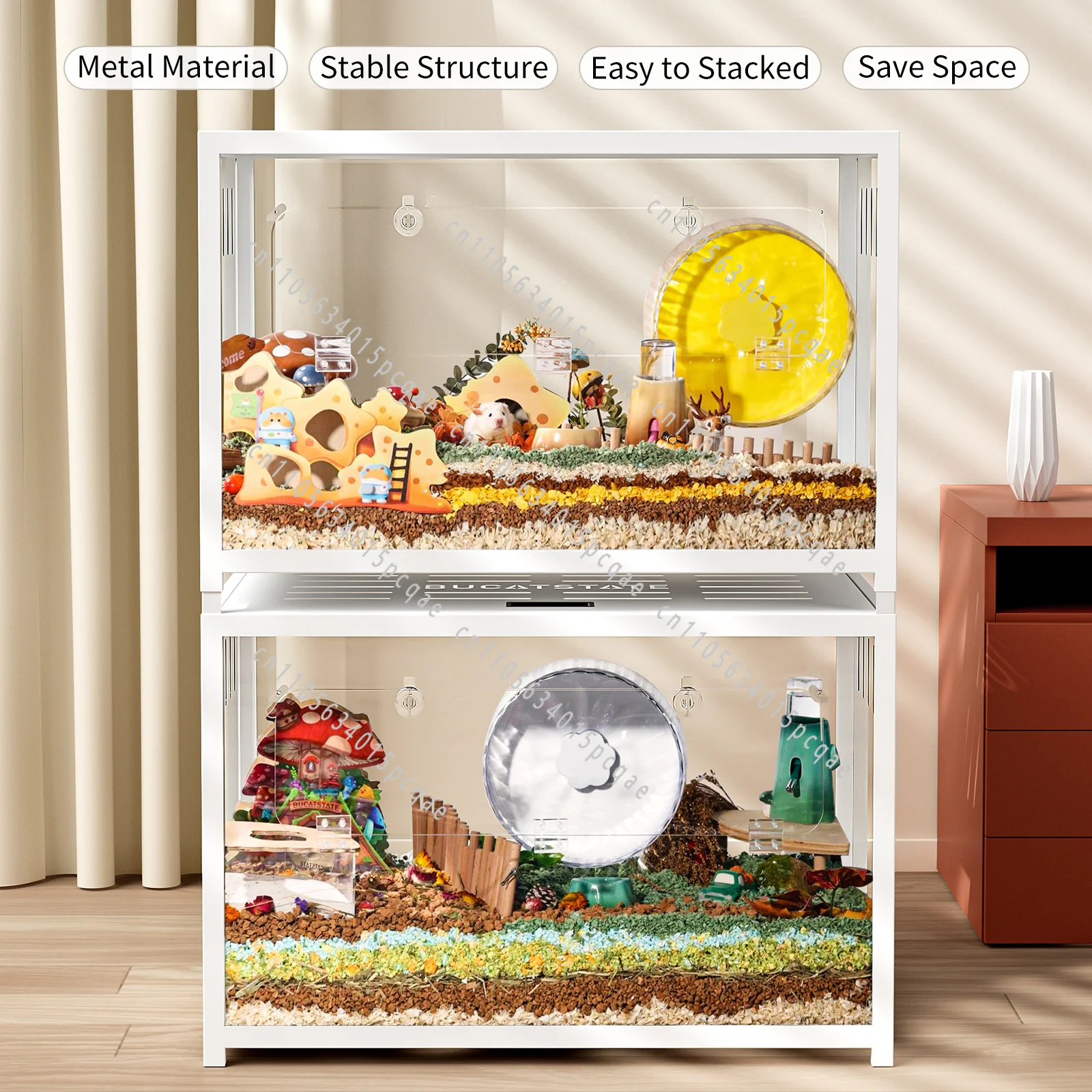 80Cm Extra Transparent Acrylic Hamster Cage, Large Space Metal Animal Pet Cage Assembly