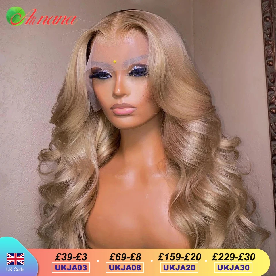 Jasny Ash Blonde Colored 13x4 Lace Front Wig Pre-Plucked Body Wave Style Honey Blonde 5x5 Lace Closure Wig Human Hair For Women