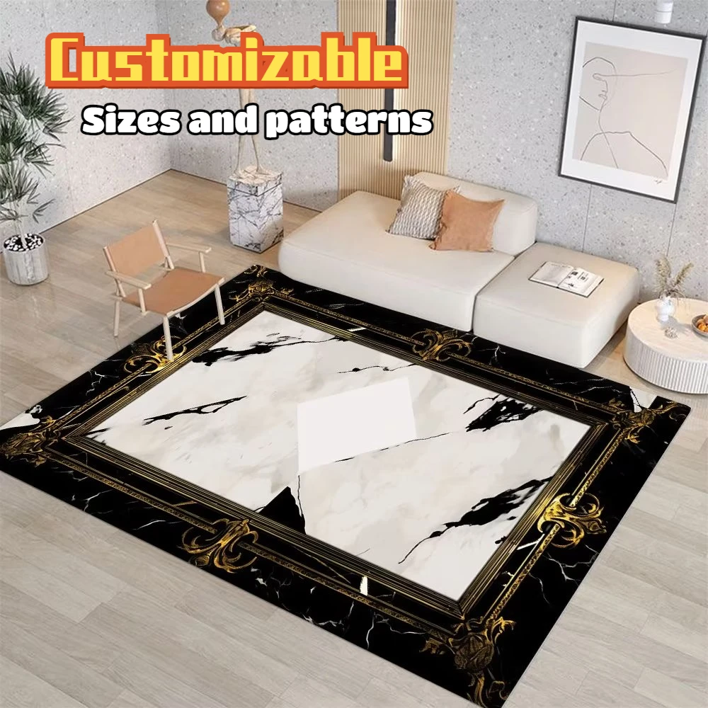 

Luxury Gold Rugs Living Room Decoration Home Modern Marble Center Rug Bedroom Carpet Washable Soft Room Decor Entrance Floor Mat