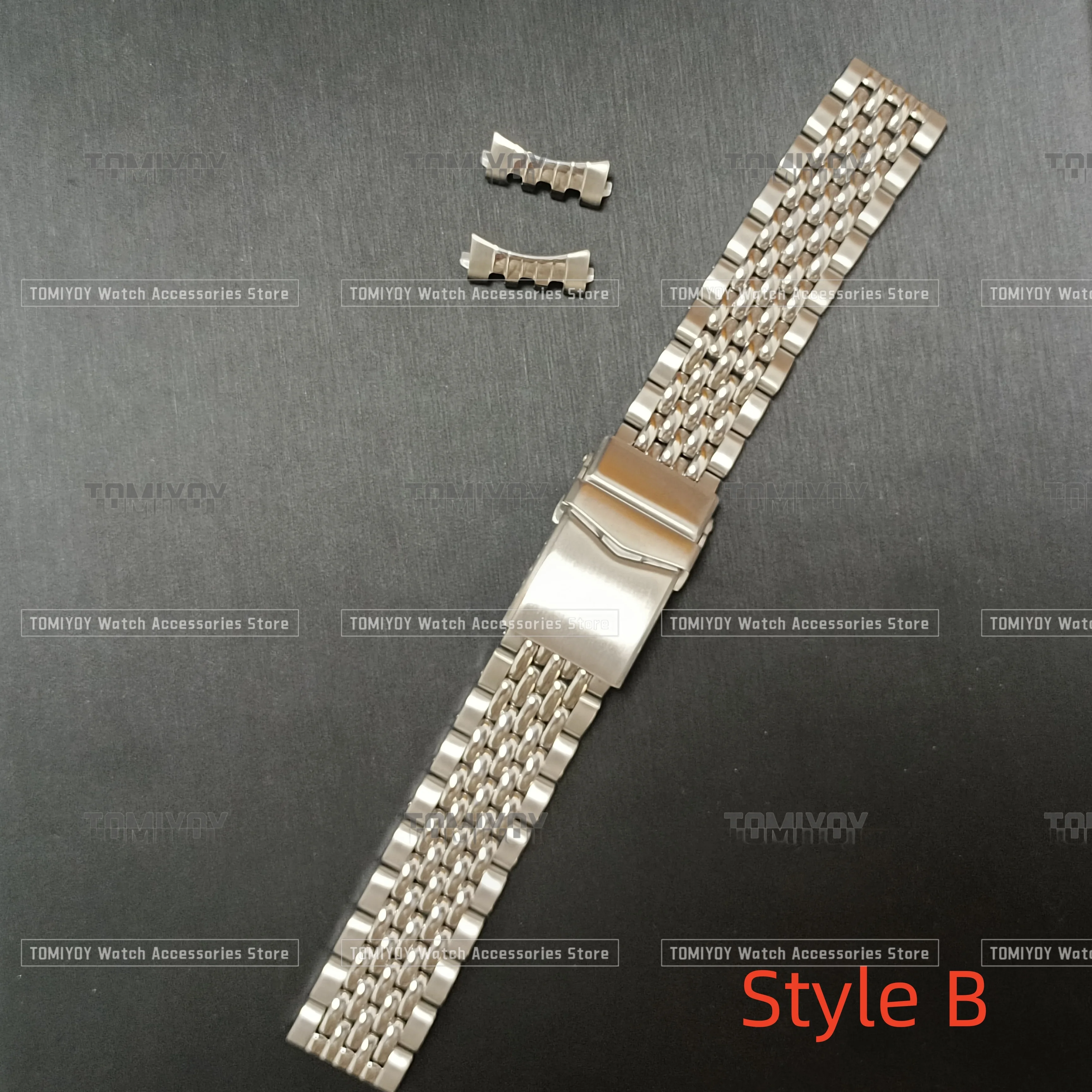 Curved end+Flat end 20MM 22MM Stainless Steel Solid Silver 2 Tone Gold Screw in Style Rice watch strap fit for OMG rlx skx watch