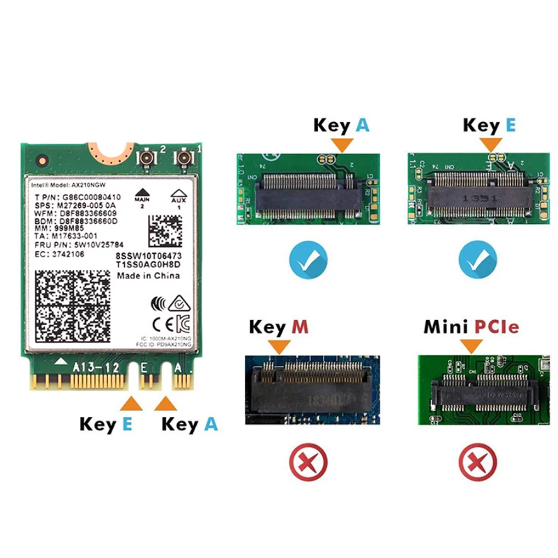 Dual band 2,4 Gbps Intel Wi-Fi 6E AX200 AX200NGW 802,11 ax/ac MU-MIMO 2x2 Wifi modul NGFF m.2 Bluetooth 5,1 Netzwerk Karte